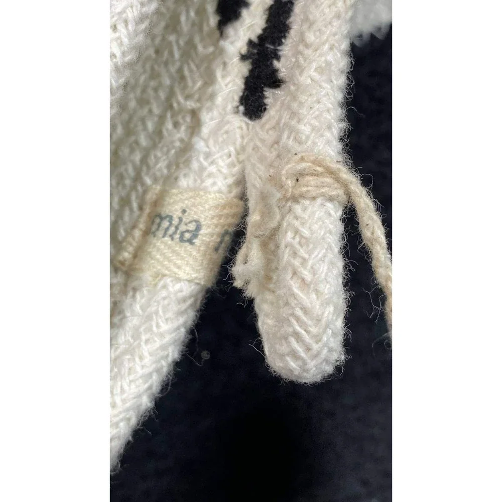 NWT Mia Melange Woven‎ Cotton Rope Basket Colorblock Black Cream Crafted Decor